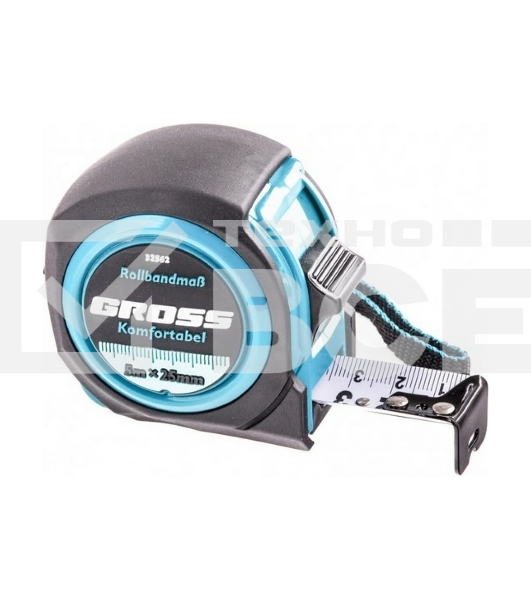 Рулетка Gross Komfortabel, 5 м х 25 мм, обрезиненный корпус