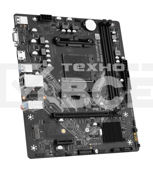 Материнская плата Maxsun Challenger A520M-K, AM4, AMD A520, 2xDDR4, 3xSATA, 1xM.2, 1xPCIe 3.0 x16, 1xPCIe 3.0 x1, 1xHDMI, 1xVGA, 1x 1Gb LAN, 2xUSB-A 3.2 Gen 1, 4xUSB-A 2.0, 3x3.5 мм, 5.1, M-ATX