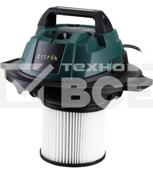 Строительный пылесос Zitrek ZKVC1500-15S серебристый/зеленый, 1500 Вт, уборка сухая, пылесборник контейнер, 15 л