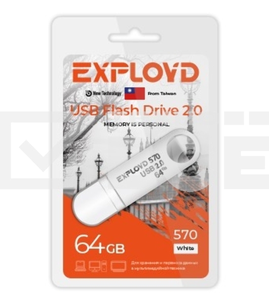 Флешка USB Exployd 64 Gb 570 White белый (EX-64 Gb-570-White),