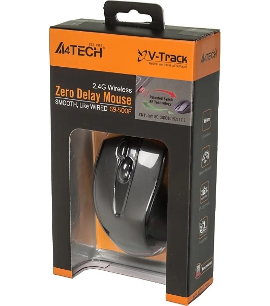 Мышь беспроводная A4Tech G9-500F черный, 1200 dpi, радиоканал, USB, кнопки - 4