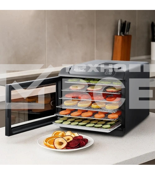 Сушилка для овощей и фруктов Kitfort КТ-1904 6под. 500Вт черный