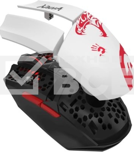 Мышь беспроводная A4Tech Bloody R36 Ultra черный/белый/красный, 12000dpi, USB, радиоканал, кнопки - 7