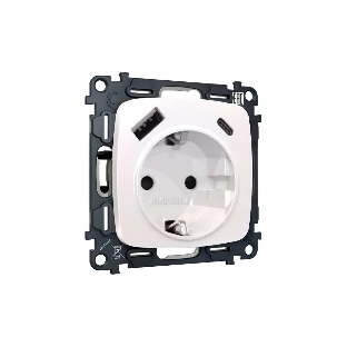 Комплект механизма электрической розетки OMEGA Жемчуг 2USB A+C 20W (быстрая зарядка) с/з QUANT (OP2100, VM160) MO210010