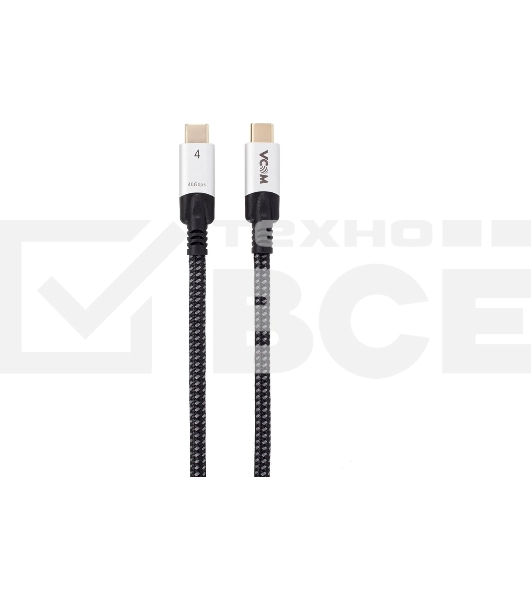 Кабель VCOM USB4 TypeC(M)--TypeC(M), 5K 60Hz, 8K 30Hz 40GBps, PD 240W, 2м CU560-2M
