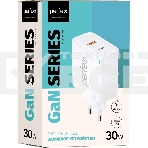 Сетевое зарядное устройство с двумя разъемами PERFEO USB-A+TYPE-C, GaN, 30W, белый (I4653), фото2