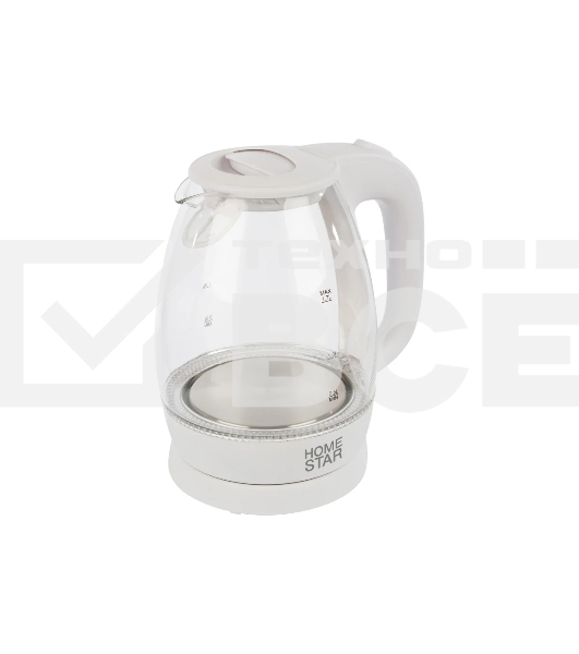 Чайник электрический HOMESTAR HS-1012, стеклянный, белый пластик , 1,7 л (в уп. 6 шт)