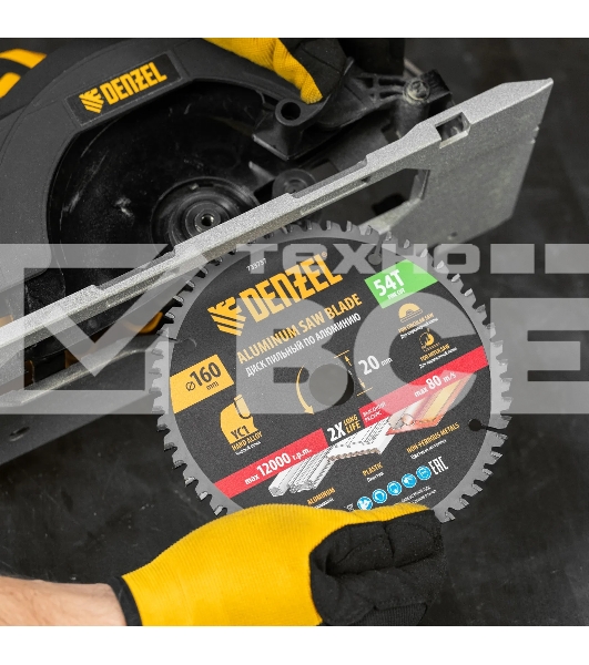 Пильный диск по алюминию Denzel ф160 х 20 мм, 54 зубьев 733737