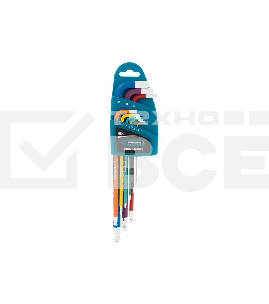 Набор ключей Gross 16400 имбусовых hex 1.5–10мм s2 9шт магнит экстра-длин. с шаром хром/краска