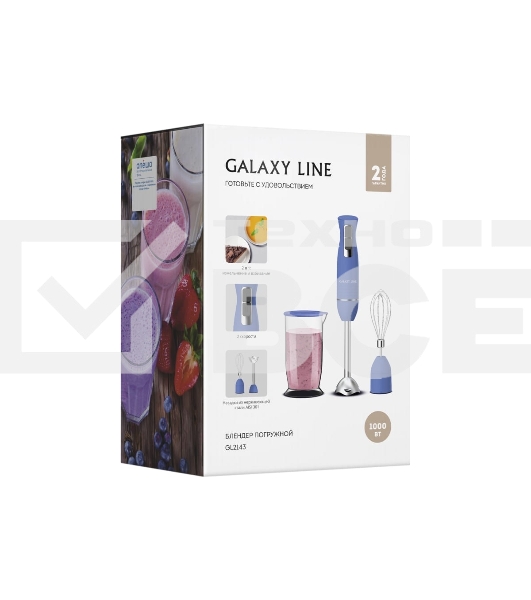 Блендер Galaxy Line GL 2143, синий, погружной, 1000 Вт, 17 000 об/мин, 2 скорости