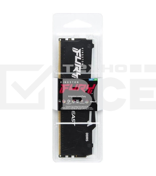 Оперативная память Kingston Fury Beast, DDR5, 32GB (1x32GB), 6400MHz, CL32, DIMM, с радиатором, RGB, чёрный