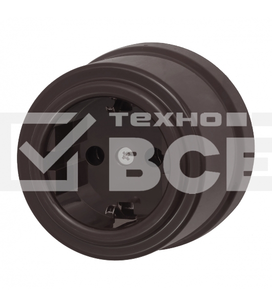Розетка Bironi B1-101-22 пластик, с заземлением, коричневый