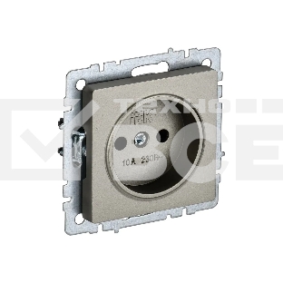 Розетка 1-местная IEK BRITE РС10-1-0-БрШ (BR-R10-10-K37) 10А, без заземления, без защитных шторок, шампань