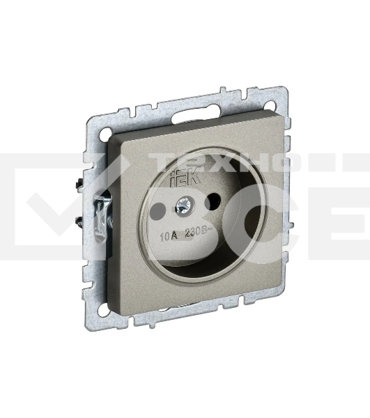 Розетка 1-местная IEK BRITE РС10-1-0-БрШ (BR-R10-10-K37) 10А, без заземления, без защитных шторок, шампань