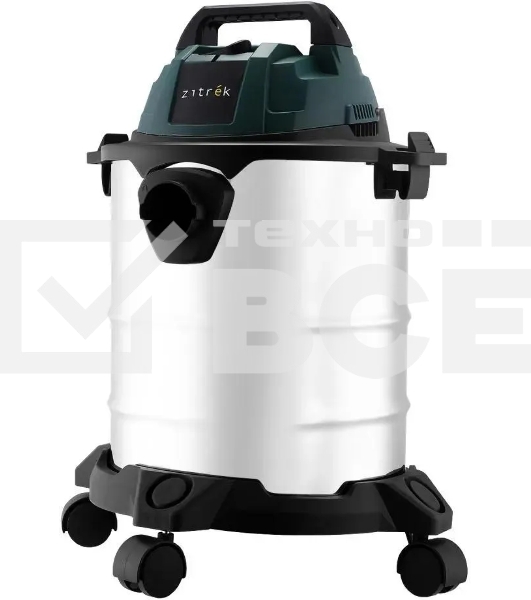 Строительный пылесос Zitrek ZKVC1500-15S серебристый/зеленый, 1500 Вт, уборка сухая, пылесборник контейнер, 15 л