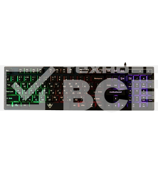Клавиатура проводная KG-23U BLACK Nakatomi Gaming - игровая с RGb-подсветкой, USB, черная