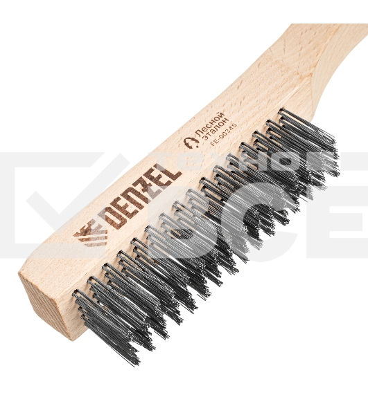 Щетка зачистная Denzel 5-и рядная, прямая проволока из нержавеющей стали с деревянной ручкой, EFP