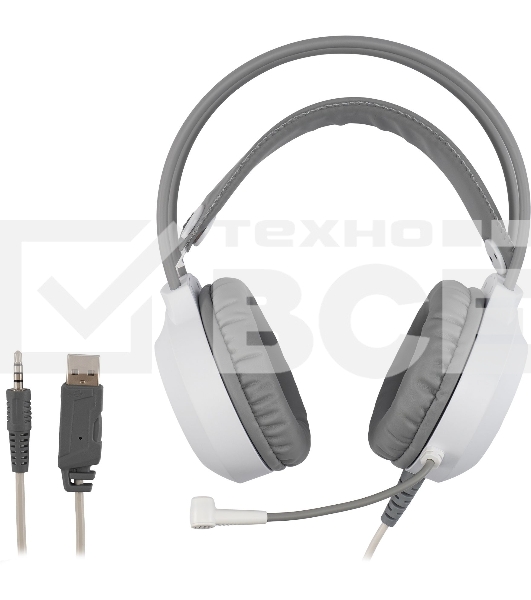 Наушники с микрофоном Оклик HS-L300G White белый 2.2м мониторные USB оголовье (1796952)