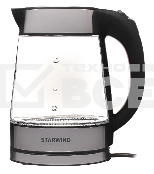 Чайник электрический Starwind SKG3311, 2200Вт, черный и серебристый