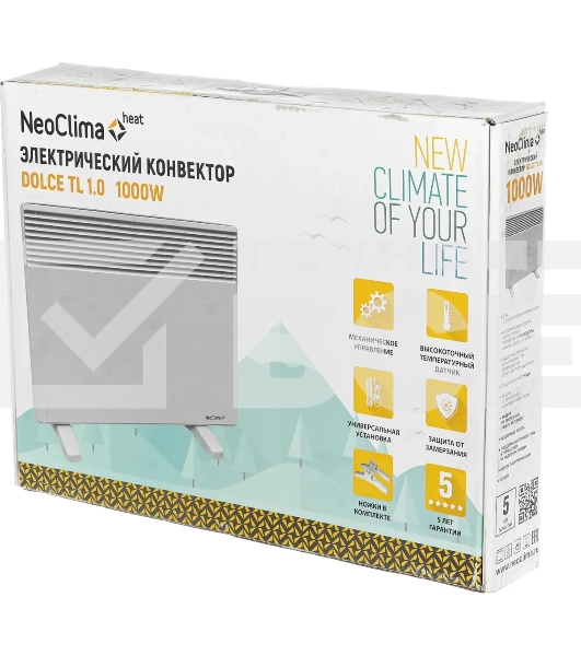 Конвектор NeoClima Dolce TL1.0 ЭВНА-1,0/230С2(мбп) белый, 1000 Вт, 16 м2, термостат