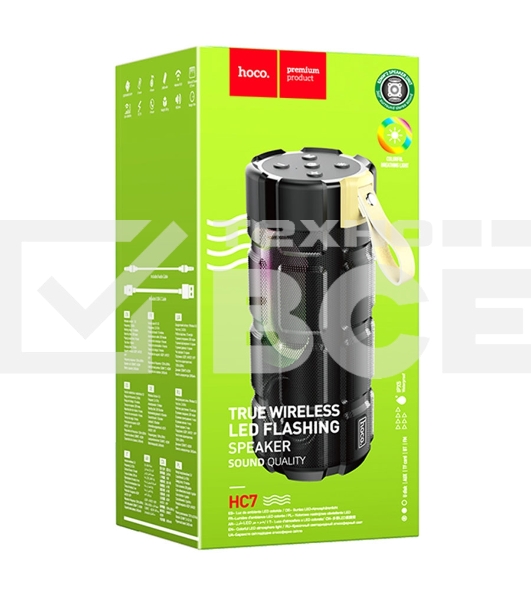 Портативная колонка HOCO HC7 черный LED подсветка