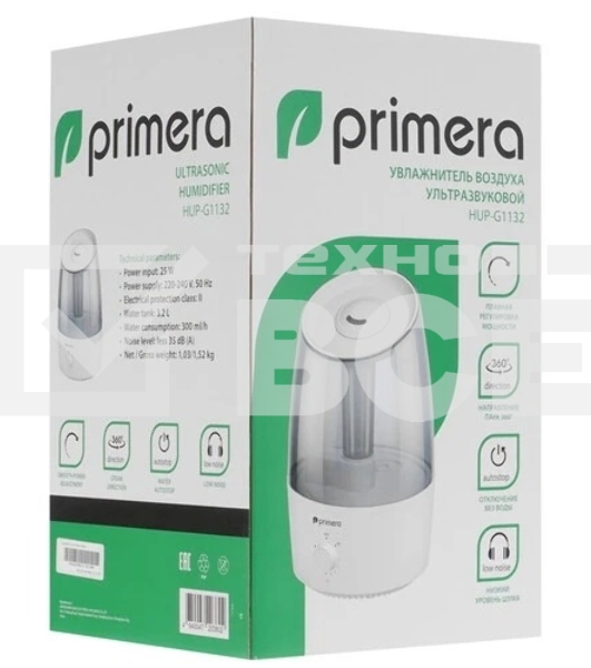 Увлажнитель воздуха Primera HUP-G1132 25Вт (ультразвуковой) белый