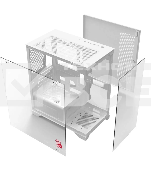 Компьютерный корпус Bloody BD-CC103 белый без БП mATX 7x120mm 1xUSB2.0 1xUSB3.0 audio bott PSU