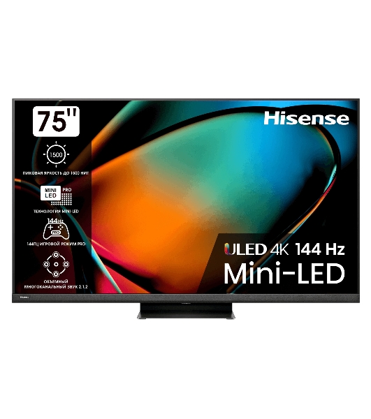 Телевизор Hisense 75' 75U8KQ черный/темно-серый Mini-Led UHD 120Hz Smart