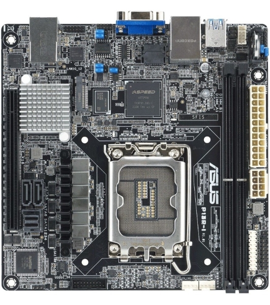 Материнская плата серверная ASUS P13R-I, LGA1700, Intel C262, 2xDDR5 (ECC), 6xSATA, 1xM.2, 1xPCIe 5.0 x16, 1xVGA, 3x1Gb LAN, 2xUSB-A 5Gbps, 2xUSB-A 10Gbps, mITX