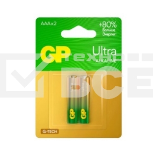 Алкалиновые батарейки GP Ultra Alkaline G-Tech 24А AАA - 2 шт. на блистере