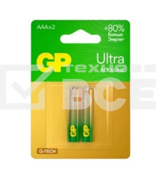 Алкалиновые батарейки GP Ultra Alkaline G-Tech 24А AАA - 2 шт. на блистере