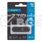 Флеш диск Maxvi P1 64GB USB 2.0 black, монолит с колпачком, ABS пластик, фото3