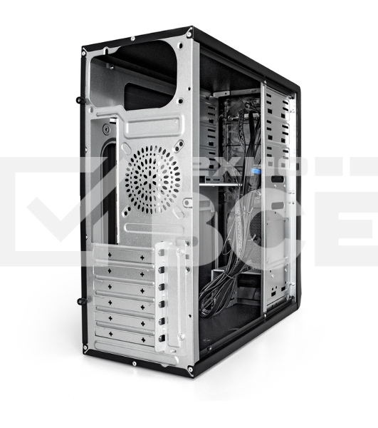 Компьютерный корпус Miditower ExeGate CP-603UB-UNS350 (ATX, БП UNS350 с вент. 12см, 2хUSB, аудио, черный)