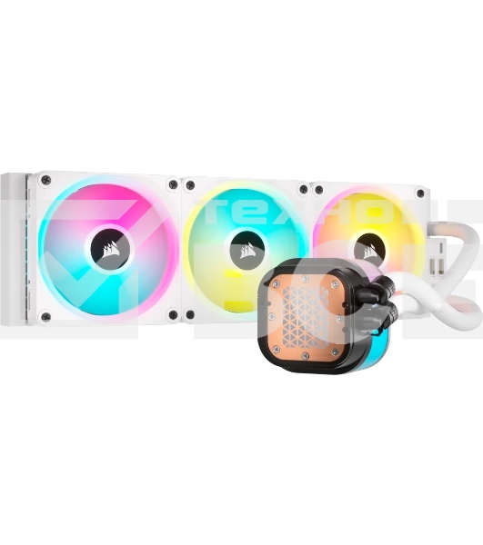 Система жидкостного охлаждения Corsair iCUE LINK H150i RGb (360мм, белый, RGb/Fans: 3x120мм, 63.1CFM, 37dBA, 2400RPM/Rad thickness 27мм/S: 1851, 1700, 1200, 115X, AM5, AM4)