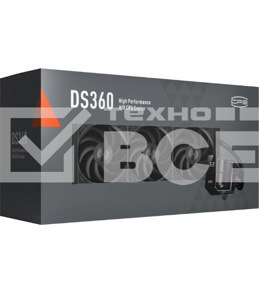Система охлаждения PCCooler DS360 BK (310W, 360мм, LED temp., Black, ARGb Pump/Fans: 3x120мм, 86.73CFM, 28dBA, 2200RPM/Pump height 67мм, 28dBA, 3200RPM, Rad thickness 27мм/S: 1851, 1700, 1200, 20XX, 115X, AM5, AM4)