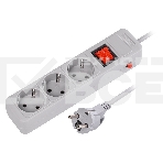 Сетевой фильтр 16А, 3500 Вт, 3 гнезда, без з/ш, с з/к, ПВС 3x1.0, 1,8 м, серый (SBSP-3-18-G), фото 1