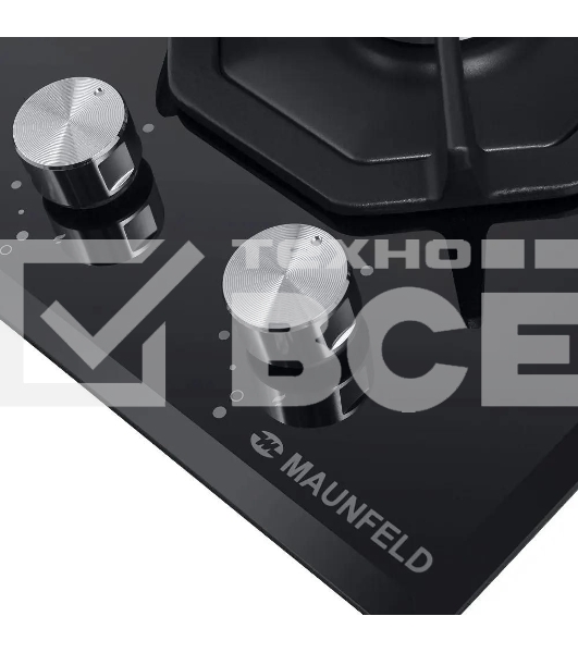 Газовая варочная панель Maunfeld EGHG.32.2CB/G, 2 конфорки, закаленное стекло, черный