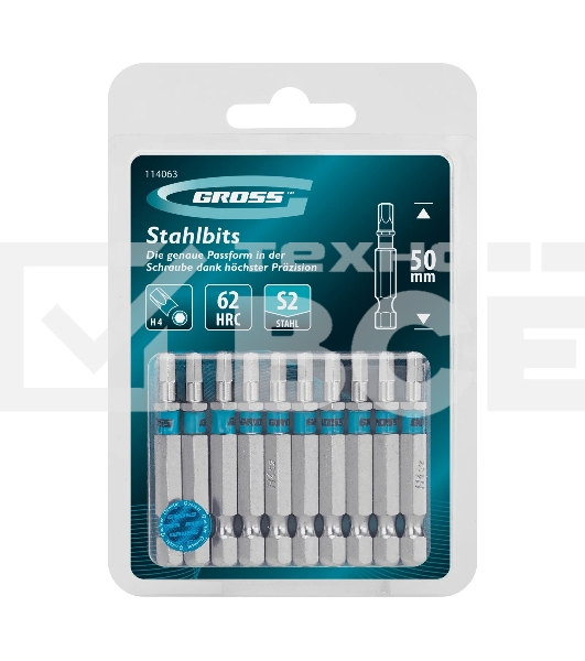 Бита HEX 4х50 мм, сталь S2, шестигр., 10 шт. Gross