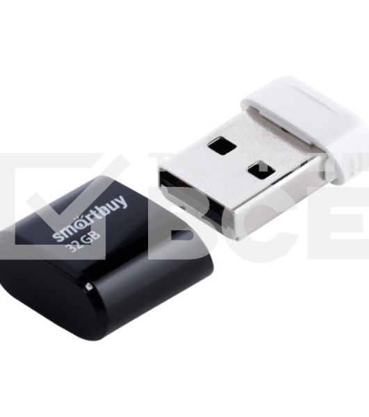 Флешка USB Smartbuy LARA Black (SB32GbLARA-K), 32Gb, USB 2.0, R/W 15/5, черный/белый