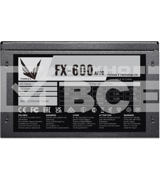 Блок питания Aerocool / Formula ATX 600W FX-600 (24+4+4pin) APFC 120mm fan 5xSATA RTL