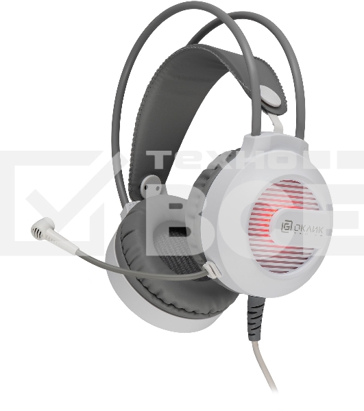 Наушники с микрофоном Оклик HS-L300G White белый 2.2м мониторные USB оголовье (1796952)