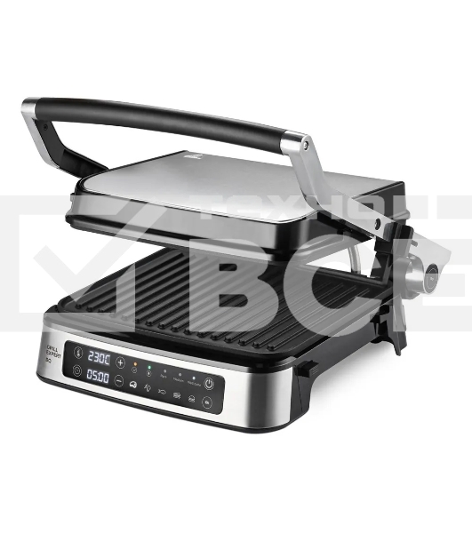 Электрический гриль BQ GR1008 Metallic Gray. Мощность:2200 Вт, Съемные пластины, Сенсорное управление, Две съемные пластины из литого алюминия с антипригарным покрытием, 5 автоматических режимов и возможнсть индивидуальной настройки, Крышка прибора открыв
