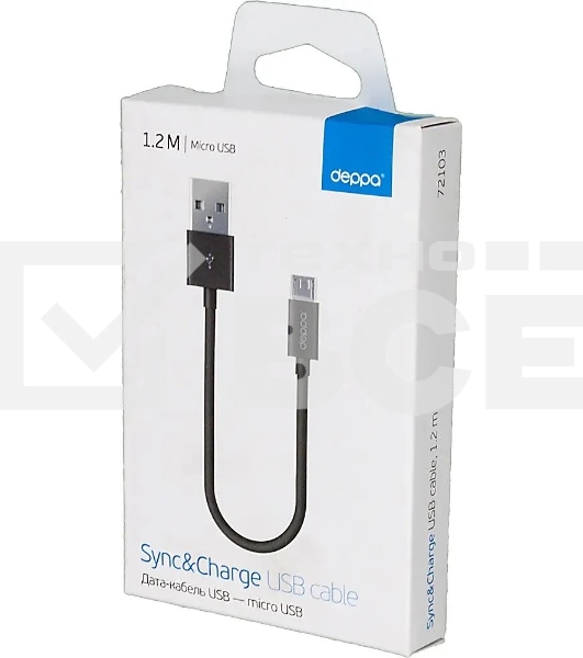 Кабель DEPPA 72103, 1.2м, черный
