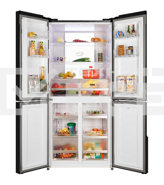 Холодильник Nordfrost RFQ 510 NFGB черный трехкамерный инвертер 286/141 л морозилка снизу, No Frost, Side by Side