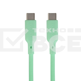 Кабель QUMO 32970 Type-C на Type-C, силиконовый, 1м, 3A, 60W, PD (зеленый)