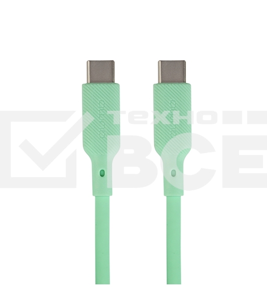 Кабель QUMO 32970 Type-C на Type-C, силиконовый, 1м, 3A, 60W, PD (зеленый)