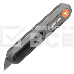 Технический нож Home Series Gray Deli HT4008C Т-образное лезвие с механизмом автоматического возврата, эксклюзивный дизайн, корпус из высококачественного софттач пластика