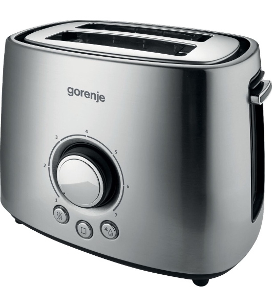 Тостер Gorenje T1000E серебристый/чёрный, 1000 Вт, 2 слота