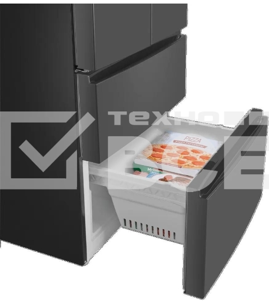 Холодильник Maunfeld MFF180NFSBE01 серый трехкамерный 224/113л морозилка снизу, No Frost