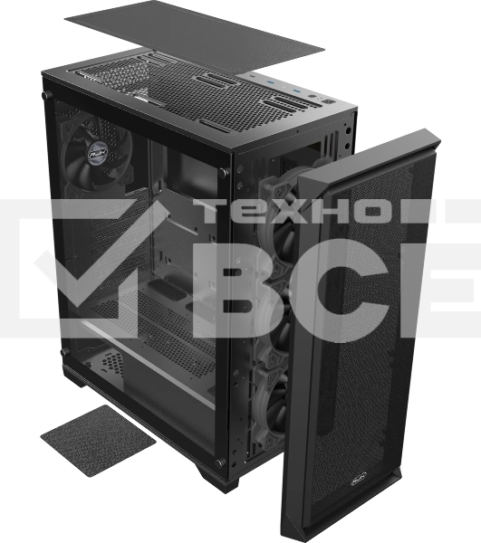 Корпус без блока питания Raijintek ARCADIA 41-MS4, Midi-Tower, TG, 1x120мм + 3x120мм ARGB, 2xUSB-A 3.0 + 1xUSB-C, ATX, mATX, mITX Black